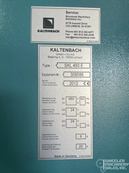 2012 KALTENBACH SKL 450E Cold Saw #8398 #1