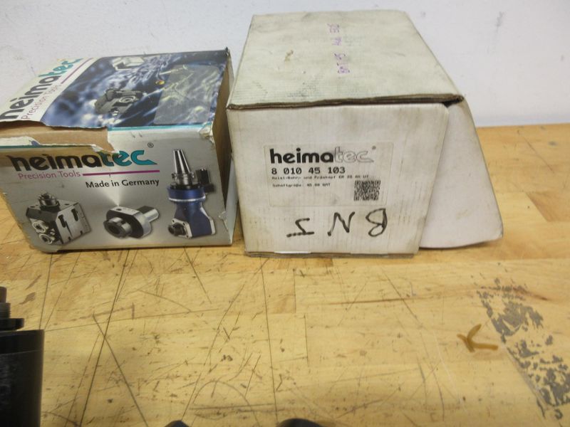Heimatec 8 010 45 103 (2pcs) BMT45 Axial ER25 Collet Live Tool Holder, Tool drive - Flat (DIN 1809) **Used**- Auction Item