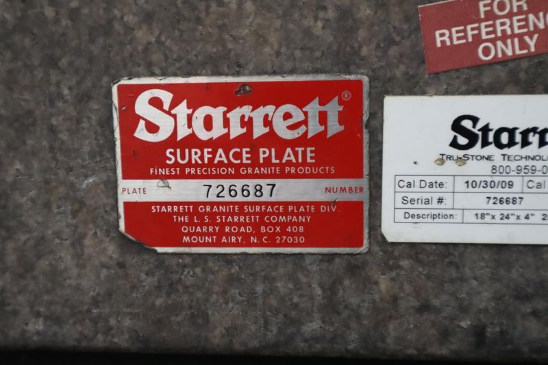 Starrett Granite Surface Plate, Pink, 2-Ledge, with Stand - 24"  18" x 4"- Auction Item
