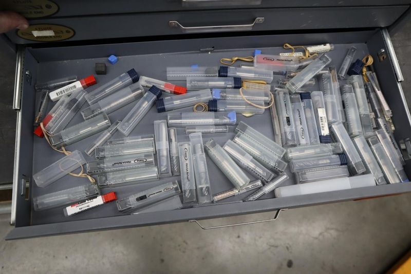 Huot Drill Index - 3 Drawer with Contents: End Mills, Many Carbide, Mostly NEW- Auction Item