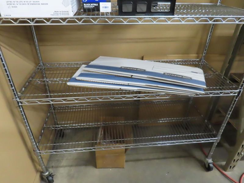 Metro Style Wire Cart w Contents Portable On Casters- Auction Item