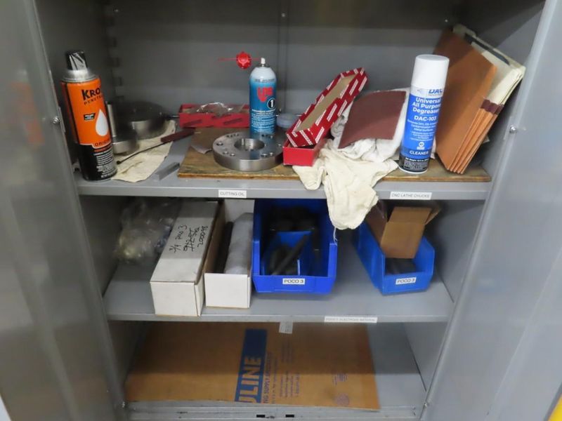 Heavy Duty Steel 2 Door Portable Cabinet on Casters- Contents Included- Auction Item