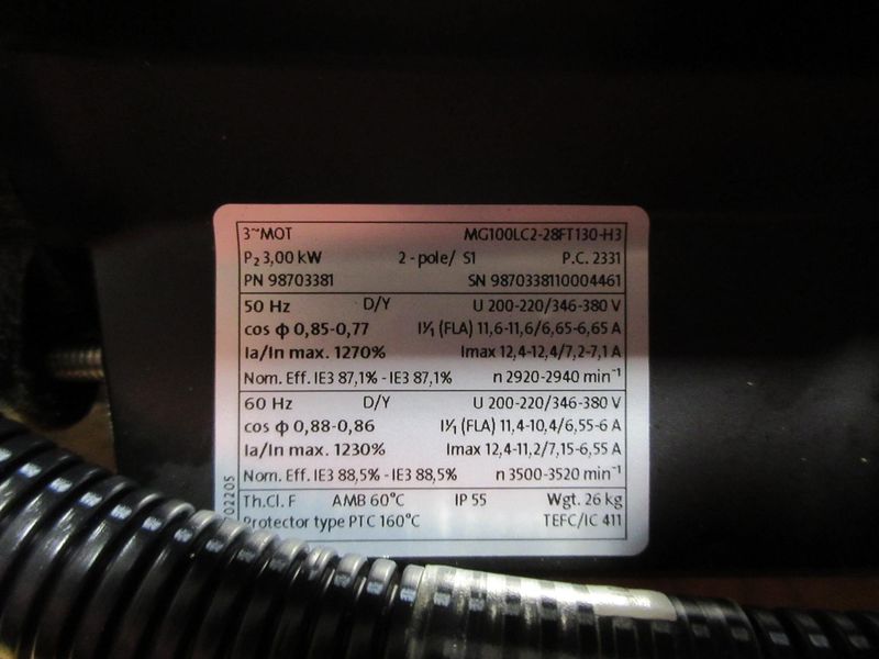Grundfos MG100LC2-2828FT130-H3, Makino A51 HP Coolant Pump, 500 PSI Max, ***New Never Hooked Up***- Auction Item