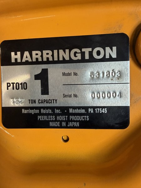 1 TON HARRINGTON ELECTRIC CHAIN HOIST EQ010SD-20FT
