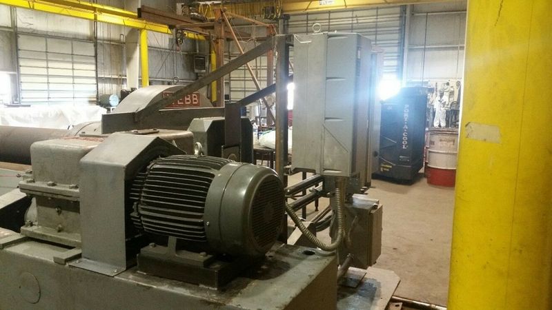 1952 WEBB Roll 9L 1312 12.2' x 1/2" Initial Pinch Plate Bending 3 Roll 25HP WITH 25 HP Motor and the Control System is a variable frequency drive DC controller. Under Power and Running