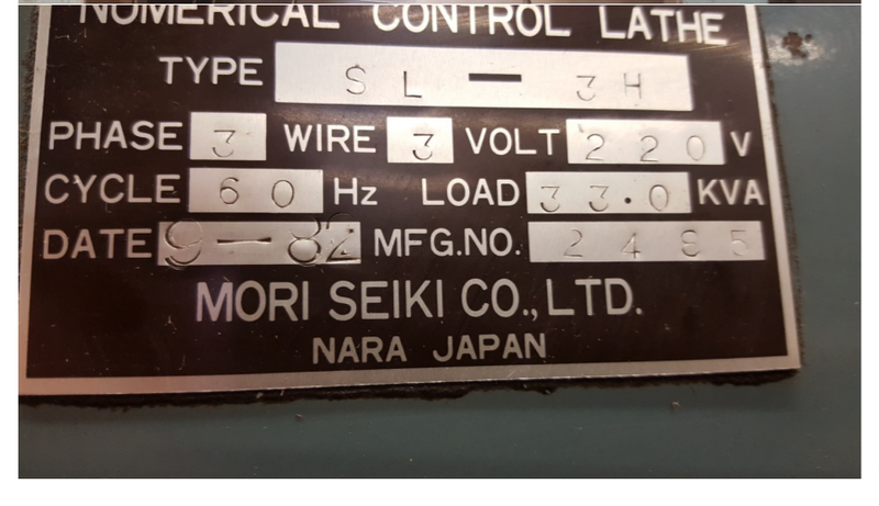 1982 Mori Seiki SL-3H Slant Bed CNC Lathe 8" Chuck Fanuc System 6T