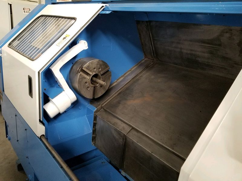 Mazatrol T-32 2  12” 3-jaw Kitagawa B-312  Tailstock Chip conveyor                                         Yes Dimensions, lathe                                   144” W x 75” L x 80” H Dimensions, chip conveyor                    134” W x 37” L x 5