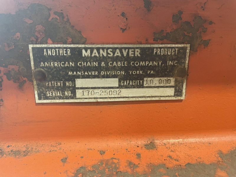 10,000 LBS X 72" X 17" TO 57" WIDE BUSHMAN ADJUSTABLE SHEET LIFTER: STOCK #14946
