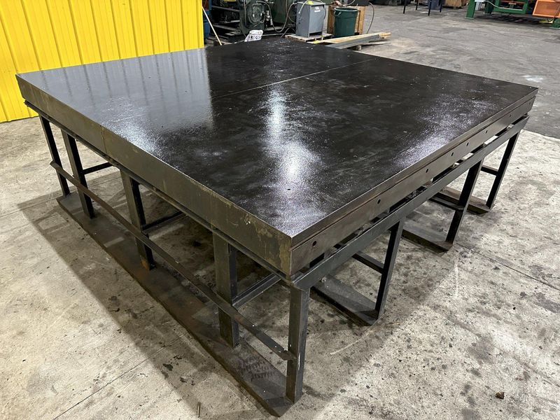 96" X 96" STEEL LAYOUT TABLE / PLATE ON HEAVY DUTY STORAGE RACK BASE: STOCK #11026
