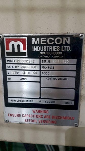 20,000 lbs Mecon Cradle Straightener Servo Feed Line