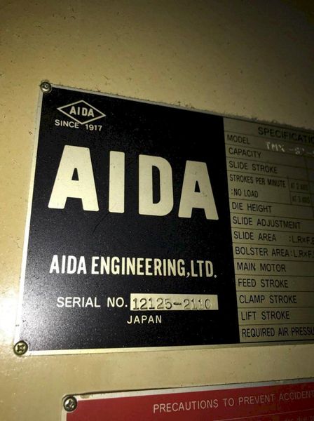 500 metric Ton Aida TMX-S2 Straight Side Double Crank Mechanical Progressive Die Metal Stamping