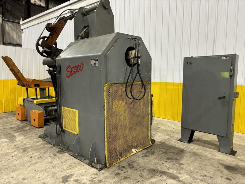 30,000 LB X 60" SESCO MODEL #55-523 MOTORIZED COIL REEL UNCOILER W/ COIL CAR: STOCK #21952
