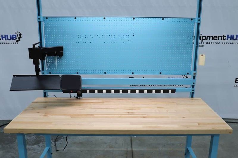 Proline  72″L x 30″D Modular Work Bench Table Station w/ Overhead Lighting, Powers Strip, and Monitor Mounting (New, Never Used)(Qnty. 8 Available / Priced Individually)