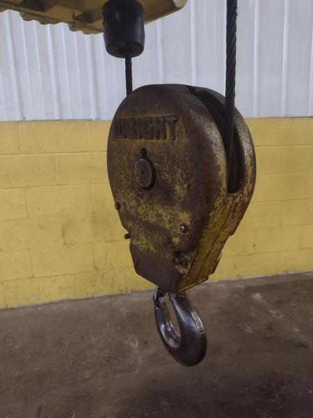 2000 LBS X 36' LIFT ACCO WRIGHT POWERED CABLE HOIST WITH POWERED TROLLEY : STOCK #14984
