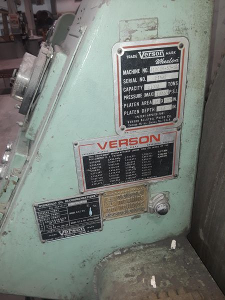 41,000 TON VERSON WHEELON FLUID FORMING PRESS: STOCK #10589