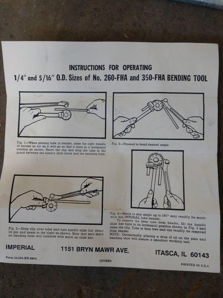 7/8" IMPERIAL TOOL MODEL #260-FHA BLUE DOT CONDUIT BENDER #P0000153: STOCK 14717