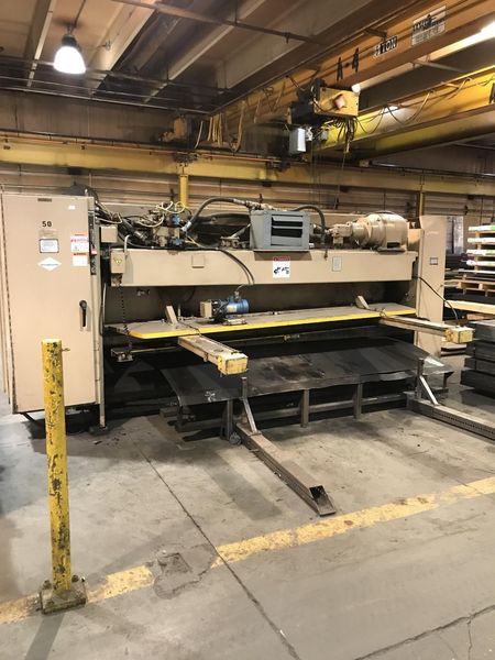 USED CINCINNATI 1/4" X 10' HYDRAULIC SHEAR WITH CNC FRONT AND REAR GAUGING MODEL 250HS 10, Stock