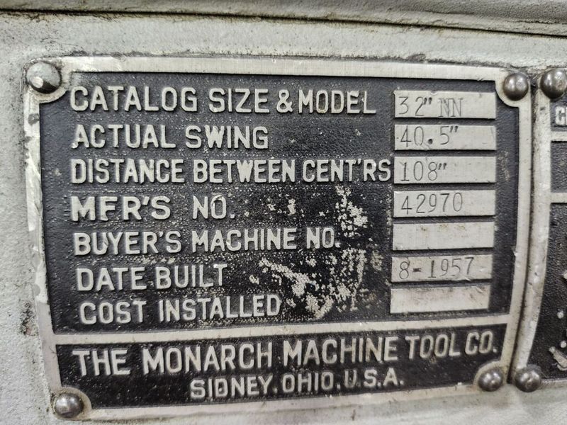 Monarch 32NN 40.5″ x 108″ Lathe