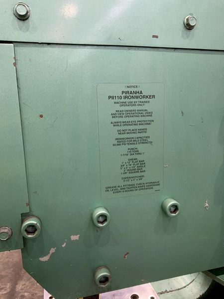 110 TON PIRANHA MODEL # PII 110 HYDRAULIC IRONWORKER: STOCK #80727