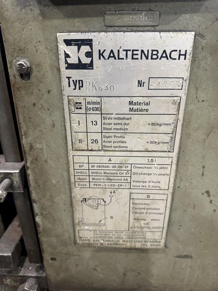 KALTENBACH MODEL RK630 COLD SAW: STOCK #77913
