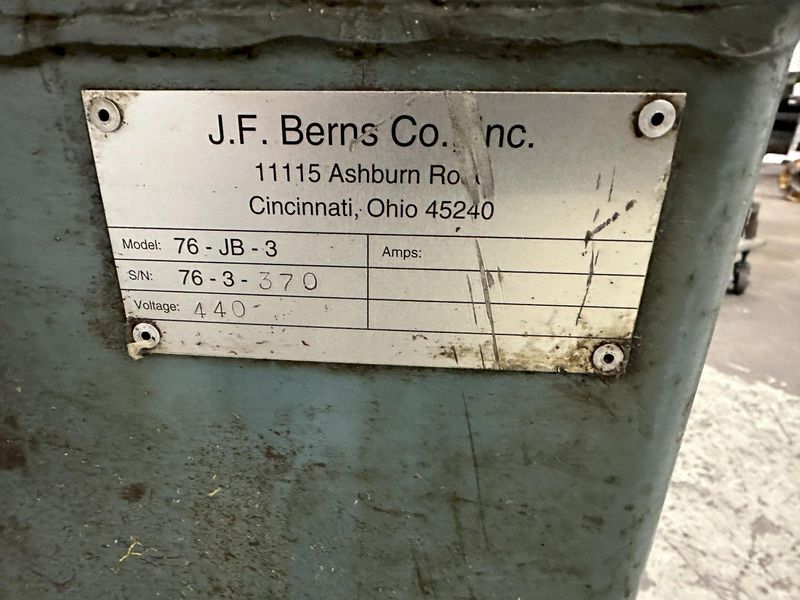 J F BURNS ROTARY BAR END BEVELER: STOCK #77122