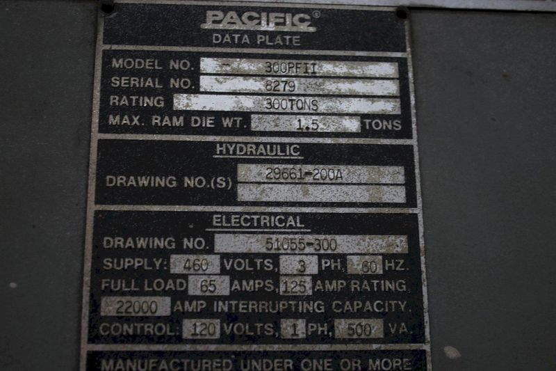 300 TON PACIFIC PRESSFROMER II HYDRAULIC C FRAME PRESS : STOCK #76330