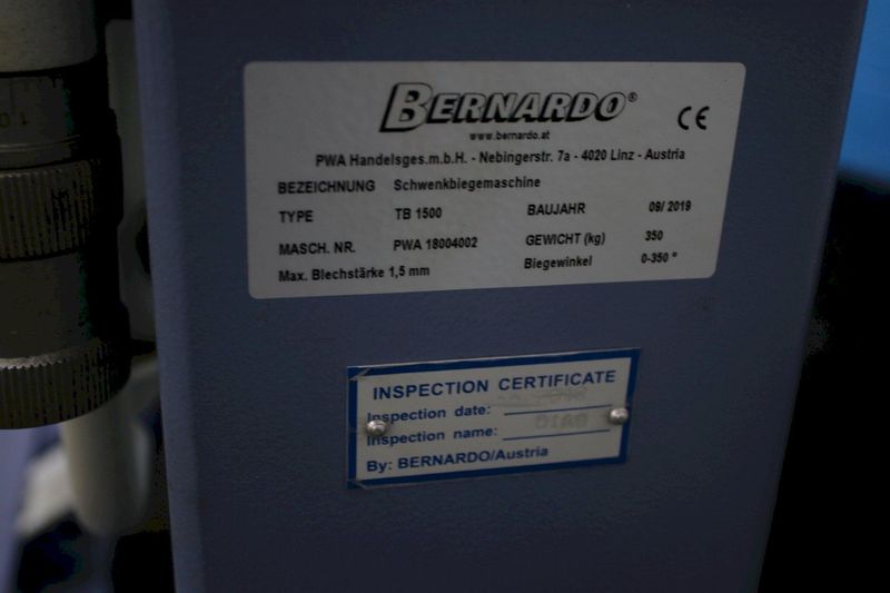59" X 1,5 MM BERNARDO APRON BRAKE: STOCK #75202