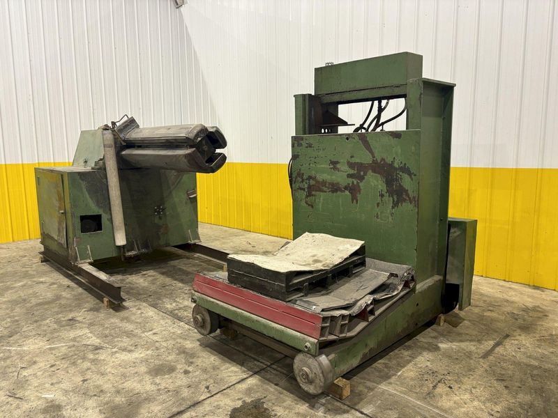 12,000 LB X 50" ROWE MODEL #12050-DSV MOTORIZED COIL REEL UNCOILER & COIL CAR: STOCK #21979