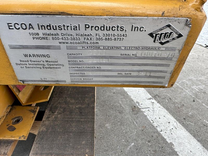 4000 LB PRESTO ECOA MODEL #CLTLT HYDRAULIC TILTING LIFT TABLE: STOCK #78096