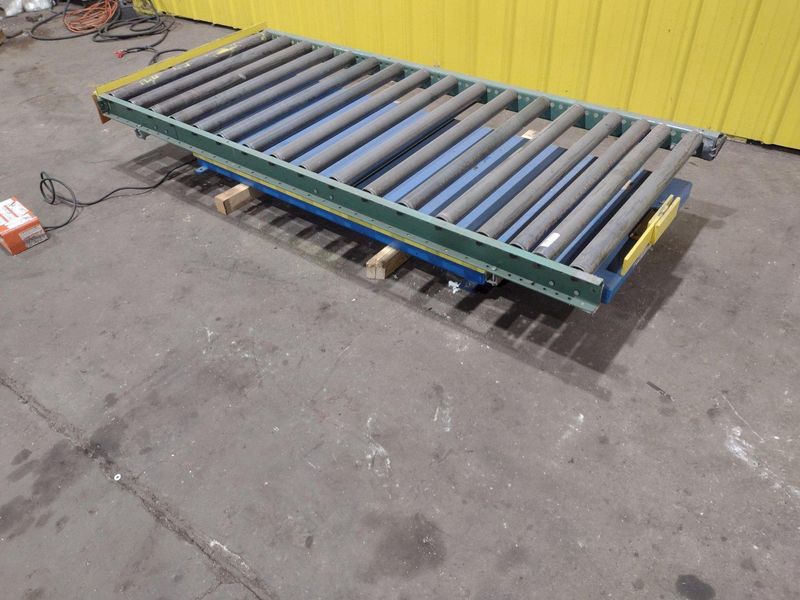 3,500 LBS X 30" X 96" BISHAMON HYDRAULIC SCISSOR LIFT TABLE WITH ROLLER TOP: STOCK #20966