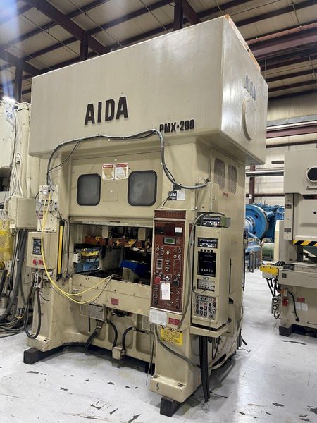 200-TON AIDA PMX-L2-200(1) USED MECHANICAL METAL STAMPING PRESS FOR SALE, YEAR 1990