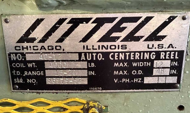 4,000# x 12" Littell Uncoiler