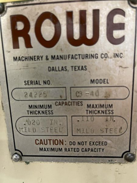 10,000 LBS. X 40" X .110" ROWE SERVO CONVENTIONAL COIL FEED LINE FOR METAL STAMPING