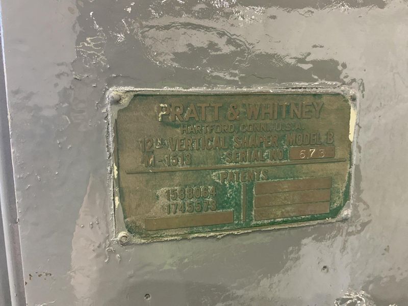 12" PRATT & WHITNEY MODEL B VERTICAL SLOTTER: STOCK #80446