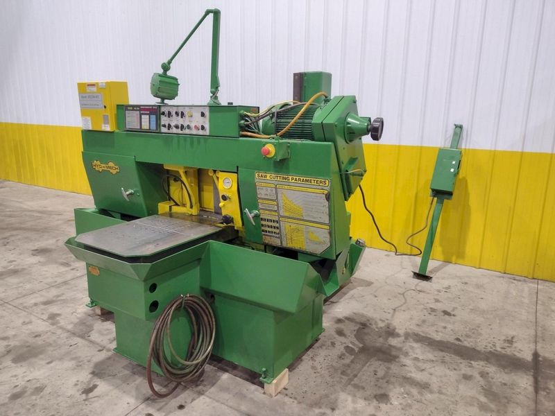12" X 12" HYD-MECH MODEL #H-12A FULL AUTOMATIC FEED HORIZONTAL BANDSAW PLC 100 CONTROLS: STOCK #