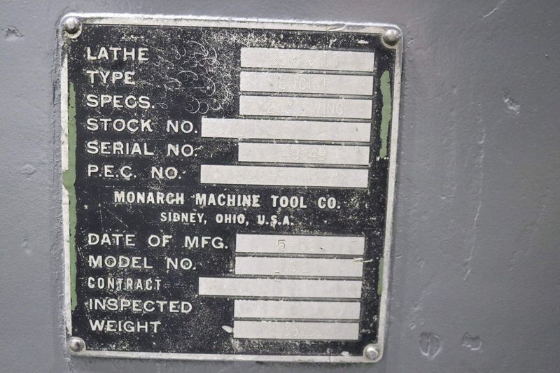25" X 120" MONARCH ENGINE LATHE: STOCK #72620