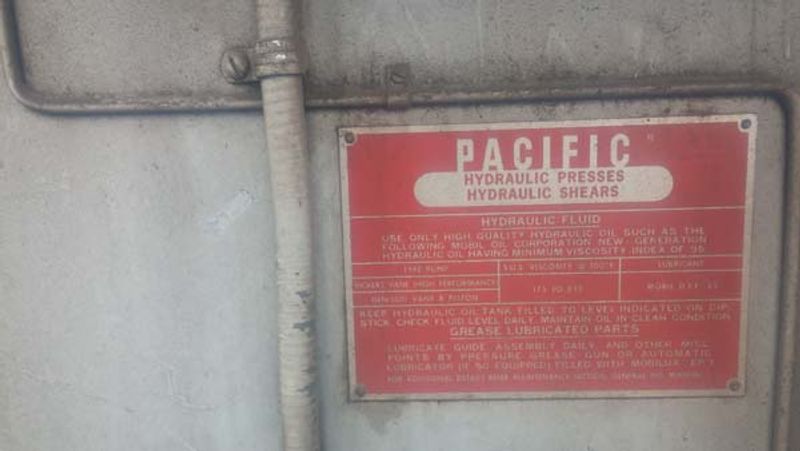 16' x 3/8" PACIFIC HYDRAULIC SHEAR