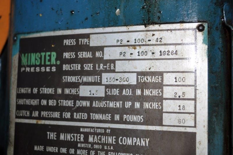 100 TON MINSTER SSDC PRESS