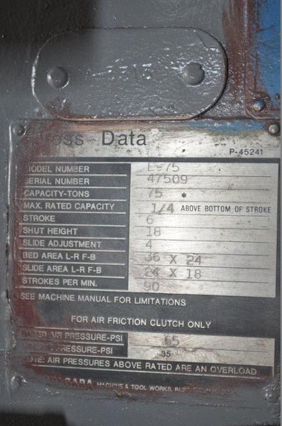 75 TON NIAGARA OBI PRESS
