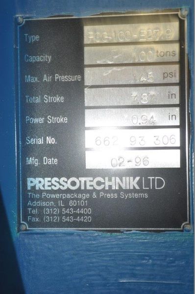 100 TON TOX  PRESSOTECHNIK