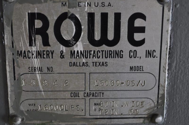 16,000 LB x 37" ROWE UNCOILER MOTORIZED