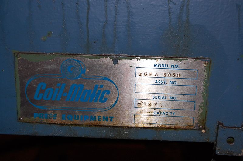 30" x 30" x .125 COILMATIC FEEDER STRAIGHTENER