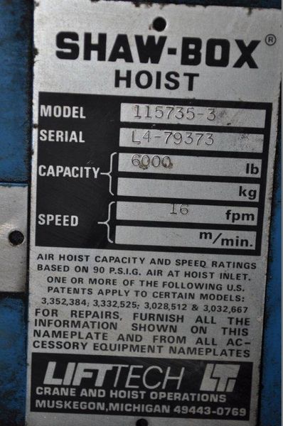 3 TON SHAW BOX CRANE HOIST