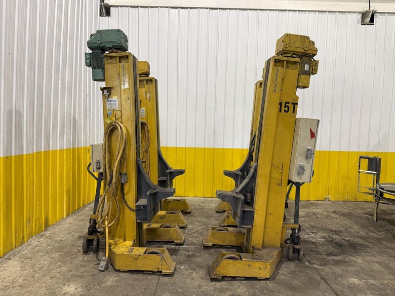 (4) 15 TON SEFAC MODEL #M120BF2000 MOBILE RAIL CAR LOCOMOTIVE COLUMN JACK LIFTS, 120,000 LBS TOT