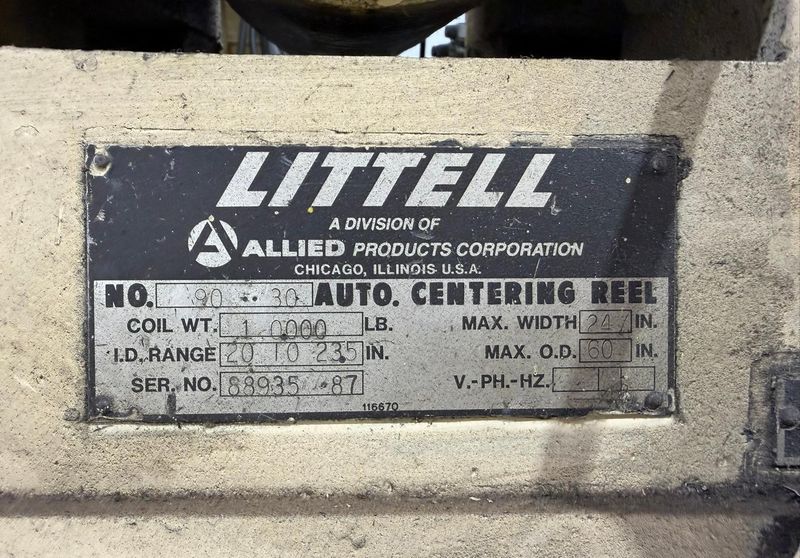 10,000 LB X 12" X .125" LITTELL UNCOILER AND STRAIGHTENER