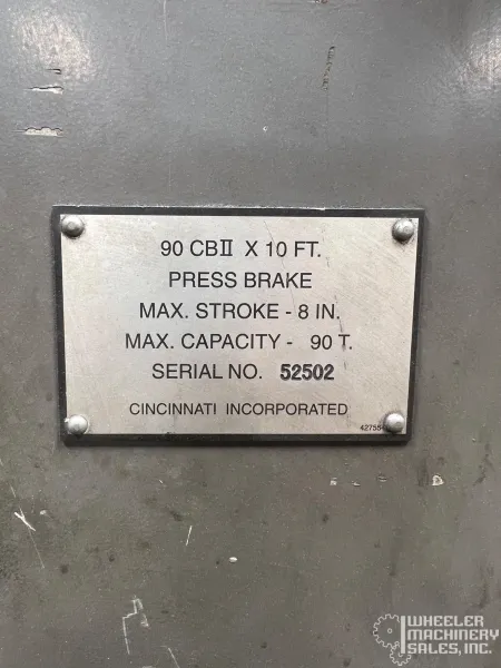 CINCINNATI CB90II X 10 Ft. Hydraulic Press Brake #8371