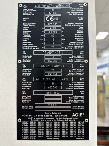 Agie Advance 4 With C-Axis Sinker Type EDM