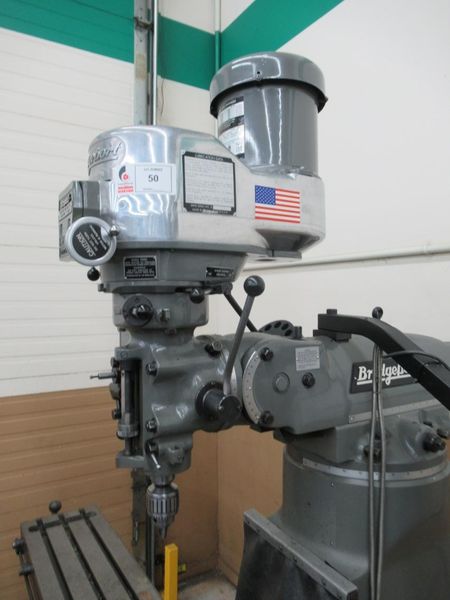 Bridgeport Series I-2HP Vertical Knee Mill, Sony Millman 2-Axis DRO, 9"x 48" Table, X-Axis Power Feed, Power Quill Feed, Chrome Ways- Auction Item