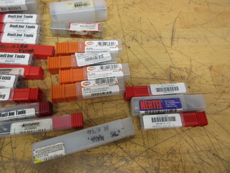Solid Carbide End Mills Assorted Brands, Dozens of Pieces, Most New In Package, 1/2" and Larger- Auction Item