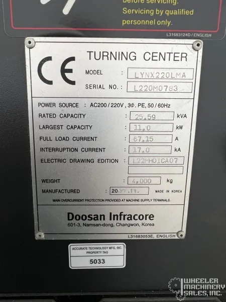 2009 DOOSAN Lynx 220LMA CNC Lathe w/ Live Milling #8402 #2